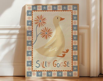 Silly Goose Wall Art Print | Funny Nursery Decor | Kids Room Wall Art | Animal Print | Playroom Decor Gift