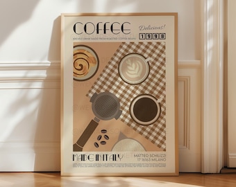 Coffee Print, Kitchen Art, Kitchen Poster, Kitchen Print, Modern Kitchen Decor, Retro Poster, Exhibition Poster, Coffee Lover
