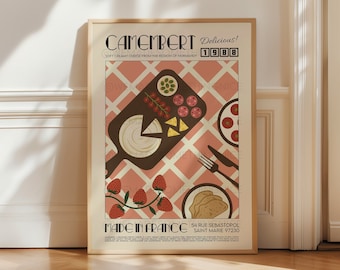 Camembert Kitchen Wall Art Print | French Food Poster | Foodie Gift