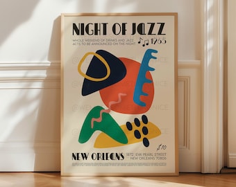 New Orleans Jazz Poster, Music Print, DJ, Music Poster, Kitchen Art, Music Lover, Lyrics Poster, Wall Art, Home Decor, Mid Century Modern