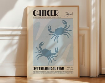 Cancer Print | Zodiac Wall Art | Astrology Gift | Birth Sign Poster