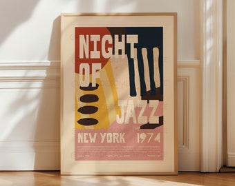 Jazz Poster, Music Print, Music Poster, Kitchen Art, Music Lover, Lyrics Poster, Wall Art, Home Decor, Mid Century Modern