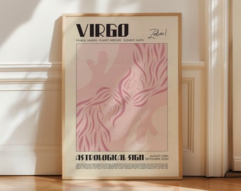 Virgo Poster, Horoscope Print, Horoscope Art, Astrological Wall Art, Illustration, Exhibition Poster, Zodiac Poster