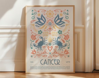 Cancer Zodiac Wall Art Print | Astrology Poster | Star Sign Gift Decor