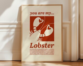 You Are My Lobster Print, Coastal Decor, Kitchen Art, Kitchen Print, Kitchen Poster, Oyster print, Trendy Wall Art, Minimalist