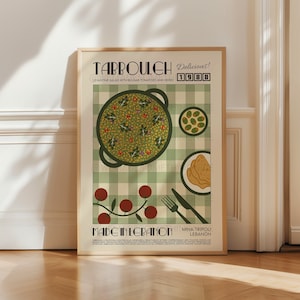 Tabbouleh Print, Kitchen Decor, Lebanon Poster, Food Art, Mid Century Modern, Eat Sign, Housewarming, Kitchen Art, Birthday
