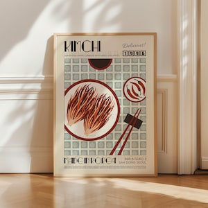 Kimchi Poster, Kitchen Art, Kitchen Poster, Kitchen Print, Food Print, Modern Kitchen Decor, Illustration, Japanese Art, Ramen, Dumplings