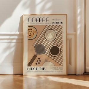 Coffee Print, Kitchen Art, Kitchen Poster, Kitchen Print, Modern Kitchen Decor, Retro Poster, Exhibition Poster, Coffee Lover