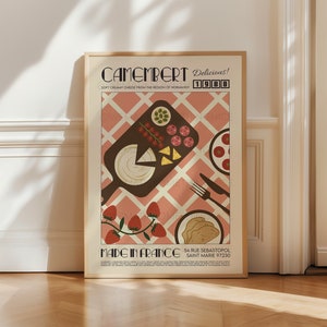 Cheese Poster, Camembert Print, Kitchen Poster, Kitchen Print, Food Print, Modern Kitchen Decor, Retro Poster, Pop Art, Kitchen Art