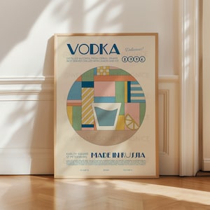 Vodka Print, Bar Cart Print, Cocktail Poster, Cocktail Print, Retro Wall Art, Drinks Poster, French Retro, Kitchen Decor, Mid Century Modern