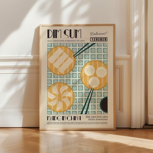Dim Sum Poster, Kitchen Art, Kitchen Poster, Kitchen Wall Decor, Dumplings Poster, Modern Kitchen Decor, Illustration, Chinese Art