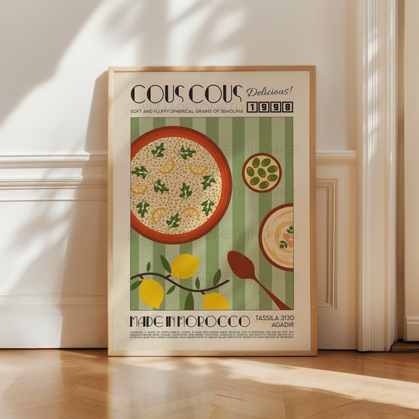 Cous Cous Poster, Kunstdruck Küche, Poster Küche, Küche Poster, Küchen Deko, Food Art, Hummus, Mediterrane Küche
