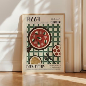 Pizza Print, Kitchen Art, Kitchen Poster, Kitchen Print, Italy Poster, Kitchen Decor, Food Art, Mid Century Modern
