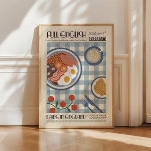 Full English Breakfast Poster, Kitchen Art, Kitchen Poster, Kitchen Print, Modern Kitchen Decor, Bar Art, Exhibition Poster, Retro Wall Art