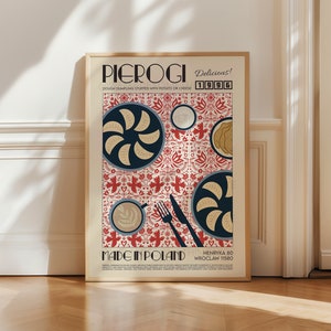 Pierogi Poster, Kitchen Poster, Kitchen Print, Food Poster, Modern Kitchen Decor, Home Decor, Wall Art, Retro Wall Art, Dumplings