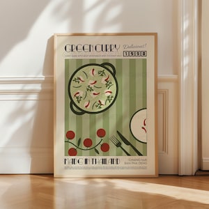 Thai Green Curry Poster, Kitchen Art, Food Print, Modern Kitchen Decor, Illustration, Thailand Art, Ramen, Asia Art, Exhibition Poster