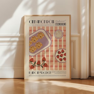 Cinnamon Roll Poster, Kitchen Poster, Kitchen Print, Food Poster, Modern Kitchen Decor, Retro Poster, Kitchen Art, Exhibition Poster