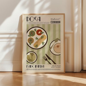 Dosa Poster, Food Print, Modern Kitchen Decor, Travel Poster, Kitchen Poster, Exhibition Poster, Retro Wall Art, India Print