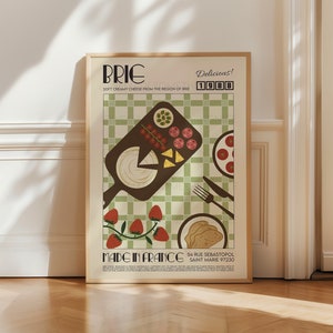 Retro Brie Cheese Poster, Kitchen Poster, Kitchen Print, Food Poster, Modern Kitchen Decor, Retro Poster, Pop Art, Kitchen Art