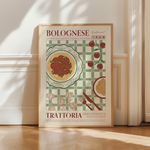 Bolognese Poster, Pasta Art, Kitchen Art, Kitchen Poster, Kitchen Print, Food Poster, Food Print, Pasta Poster, Retro Wall Art