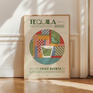 Tequila Print, Kitchen Poster, Kitchen Print, Retro Print, Kitchen Decor, Cocktail Print, Housewarming, Boho Bedroom, Mid Century Modern