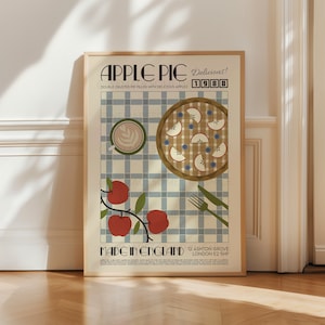 Apple Pie Poster, Kitchen Art, Kitchen Poster, Kitchen Print, Food Print, Modern Kitchen Decor, Retro Poster