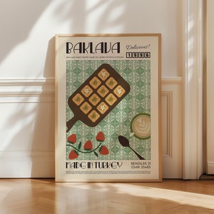 Baklava Print, Kitchen Poster, Kitchen Print, Dessert Poster, Modern Kitchen Decor, Retro Poster, Pop Art, Kitchen Art, Exhibition Poster