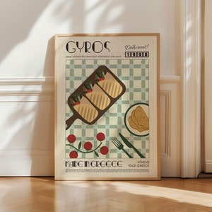 Gyros Print, Kitchen Art, Kitchen Poster, Kitchen Print, Greece Poster, Kitchen Decor, Food Art