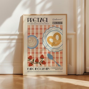 Pretzel Poster, Kitchen Art, Kitchen Print, Kitchen Poster, Food Print, Modern Kitchen Decor, Retro Poster