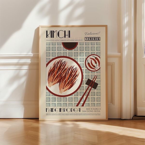 Kimchi Kitchen Wall Art Print | Korean Food Poster | Foodie Gift Decor