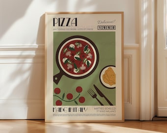Retro Pizza Wall Art Print | Italian Food Poster | Kitchen Decor