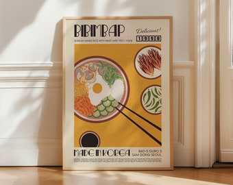 Bibimbap Kitchen Wall Art Print | Korean Food Poster | Foodie Gift