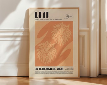 Leo Print | Zodiac Wall Art | Astrology Gift for Leo