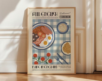 Full English Breakfast Wall Art Print | British Food Poster | Kitchen Decor