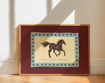 Western Decor Print | Western Wall Art | Cowgirl Art | Red