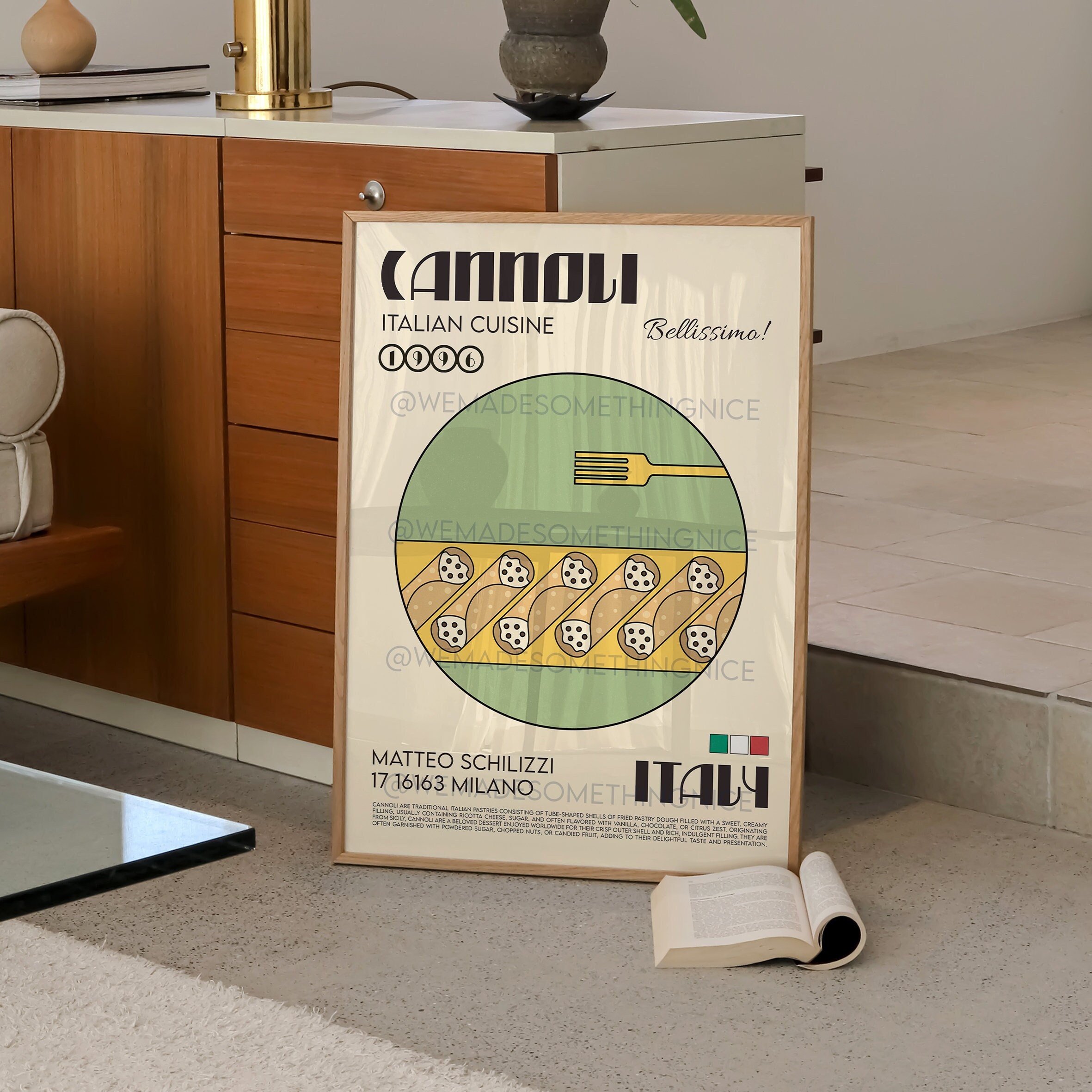 Cannoli Print | Italian Food Wall Art | Kitchen Decor | Food Lover