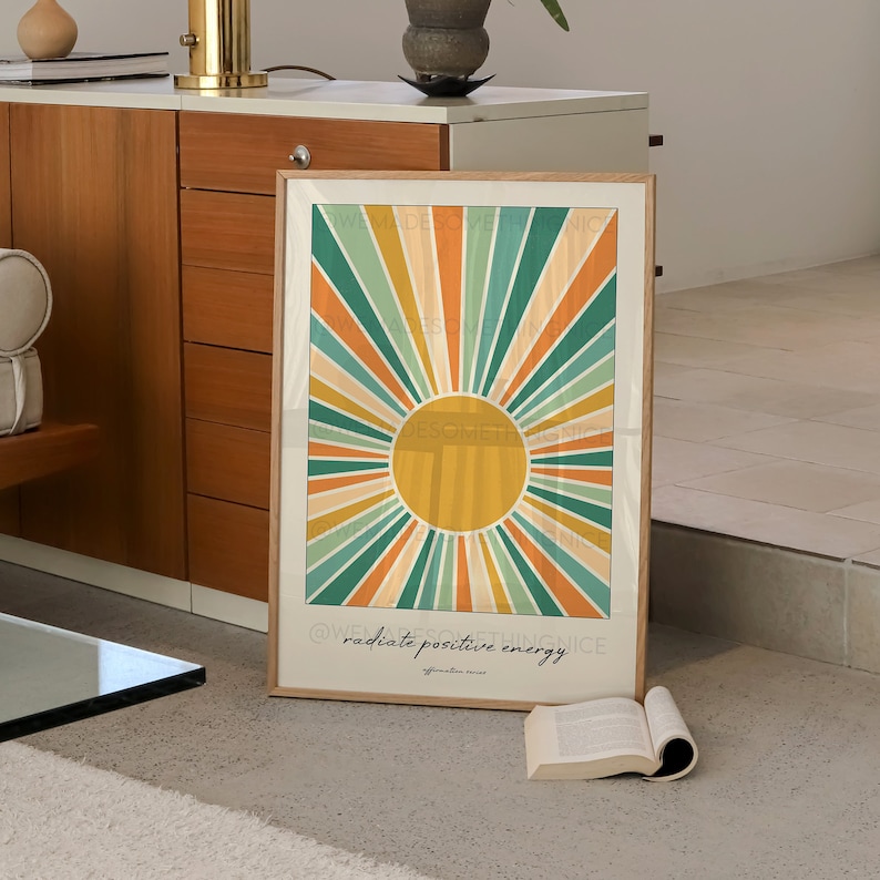 Radiate Positive Energy Print, Motivation Poster, Inspirational Art, Affirmation print, Mindfulness cards, Positive wall art, Bedroom, Gift imagem 2