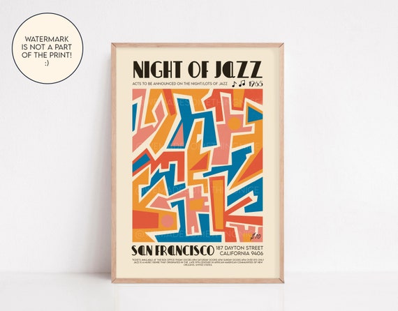 San Francisco Jazz Poster Music Print Music Poster Kitchen | Etsy