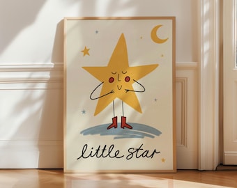 Quadro decorativo para quarto de bebê com tema de estrelinha | Decoração para quarto de bebê | Decoração neutra para quarto de bebê | Arte de parede para quarto infantil