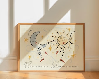 Sun and Moon Wall Art Print | Whimsical Poster | Bedroom Decor