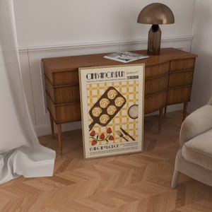 Retro Cinnamon Bun Poster, Food Print, Modern Kitchen Decor, Retro Poster, Pop Art, Kitchen Art, Exhibition Poster, Housewarming, Croissant image 4