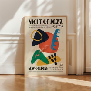 New Orleans Jazz Poster, Music Print, DJ, Music Poster, Kitchen Art, Music Lover, Lyrics Poster, Wall Art, Home Decor, Mid Century Modern