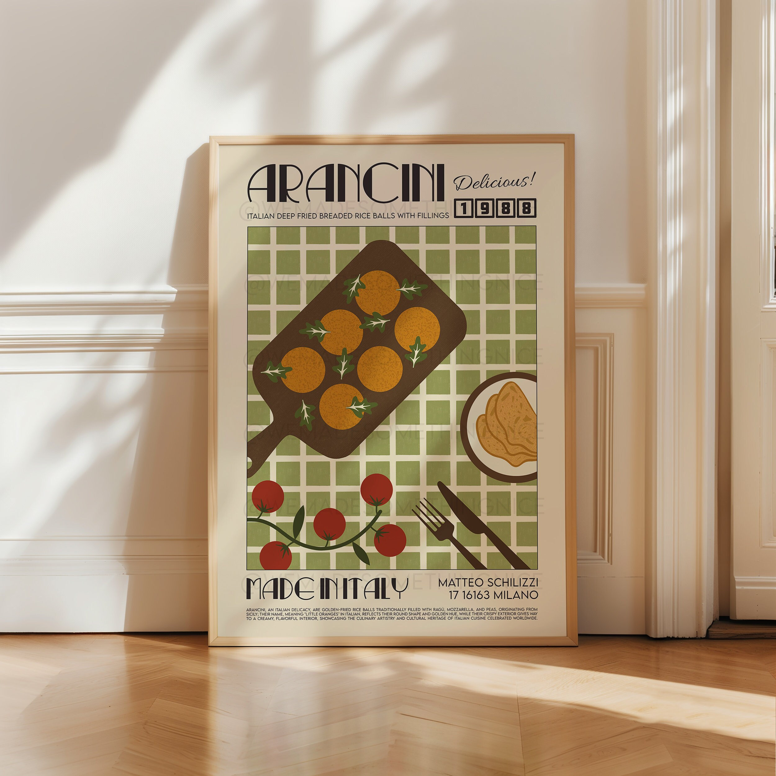 Arancini Kitchen Wall Art Print | Italian Food Poster | Foodie