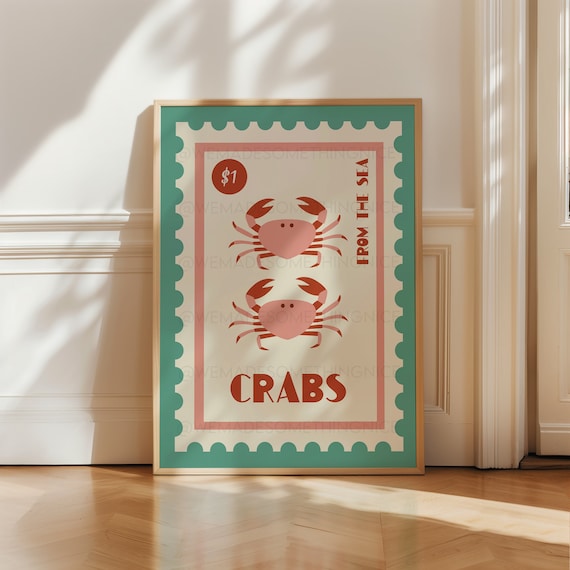 Crab Wall Art Print | Seaside Decor | Coastal Grandmother Style
