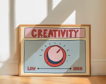 Creativity Quote Print | Creative Studio Wall Art | Office Decor Poster | Artist Gift | Blue