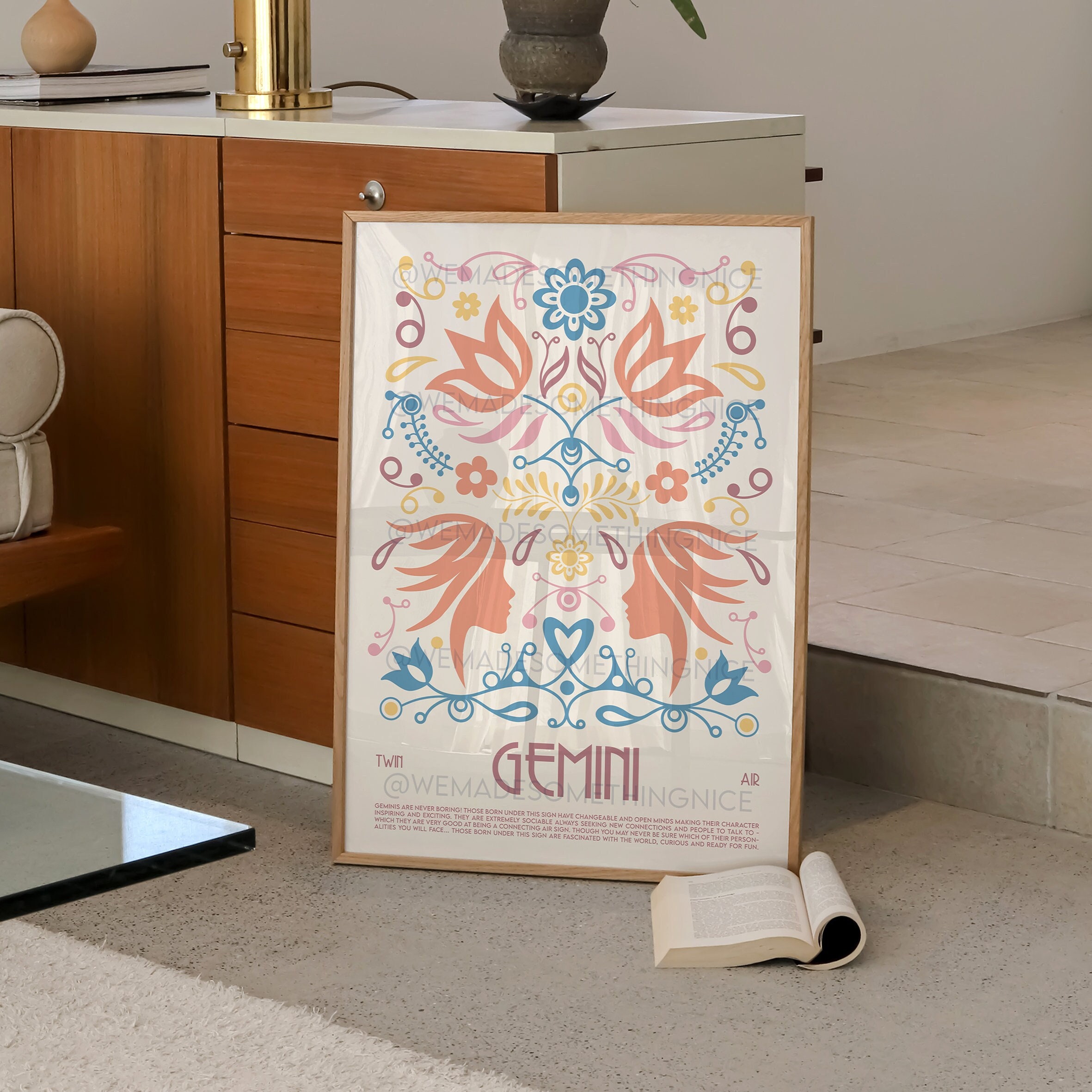 Gemini Poster, Horoscope Print, Astrological Wall Art, Tarot ...