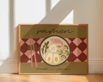 Ramen Food Poster | Modern Kitchen Decor | Japanese Art Print| Foodie Gift | Unique Wall Art