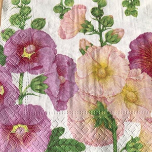 Guardanapos de papel x 4 para decupagem e artesanato Malva-rosa
