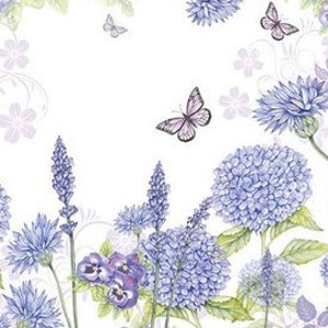 Papieren Servet x 4 voor decoupage en knutselen 33cm x 33cm Purple Wildflower
