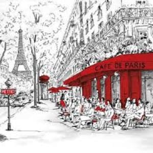 4 x Tovaglioli di carta per decoupage/artigianato scrapbooking 33 cm x 33 cm Paris Cafe